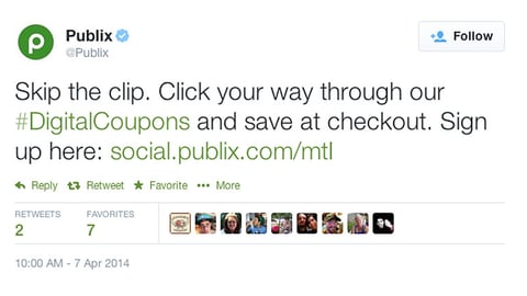 Publix 'Skip the Clip' Twitter Update
