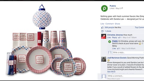 Publix Simply Celebrate with Sandra Lee Facebook Update