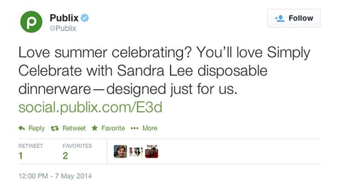 Publix Simply Celebrate with Sandra Lee Twitter Update