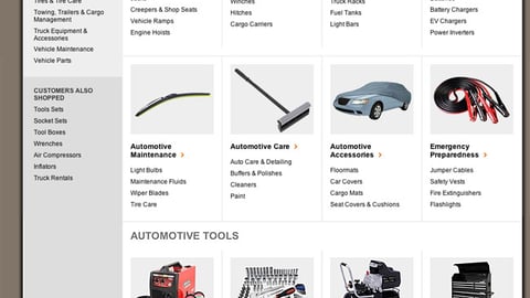 Home Depot Automotive Category Page
