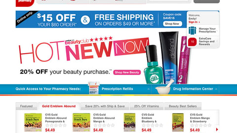 CVS 'Gold Emblem Abound' Home Page Tab