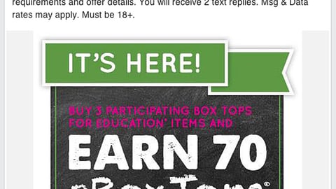 Box Tops Sam's Club Facebook Update