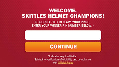 Skittles Sam's Club 'Helmet Champions' Webpage
