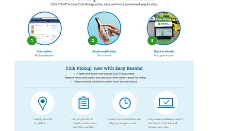 Sam's Club 'Club Pickup' Webpage
