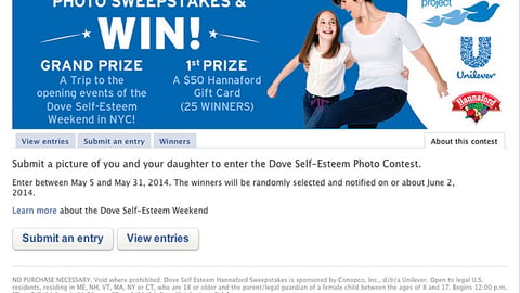 Hannaford Dove 'Self-Esteem' Facebook Page