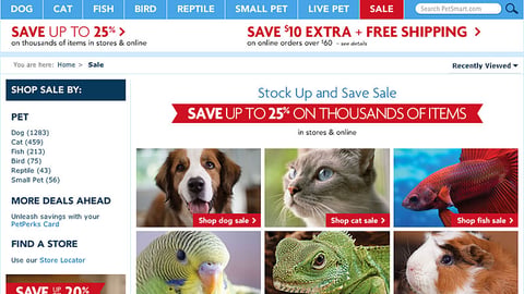 PetSmart 'Stock Up' E-Commerce Page