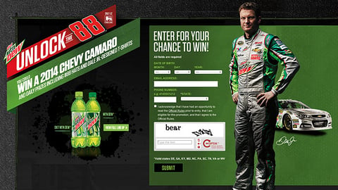 Mountain Dew Food Lion 'Unlock the 88' Home Page