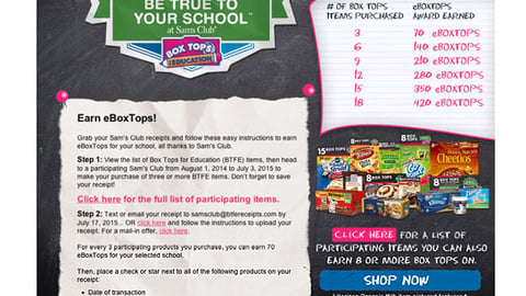 Sam's Club General Mills 'Be True' Landing Page