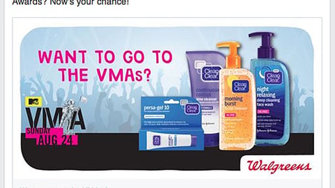 Walgreens Clean & Clear 'VMA Trip' Facebook Update