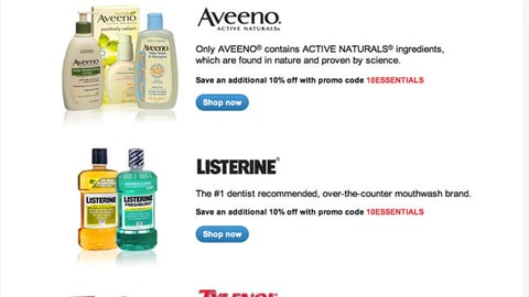 Walgreens J&J 'Healthy Essentials' Landing Page