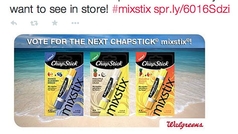 Walgreens ChapStick MixStix Tweet