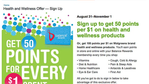 Walgreens Balance Rewards Offer Landing Page