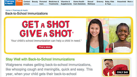 Walgreens 'Get a Shot, Give a Shot' Microsite