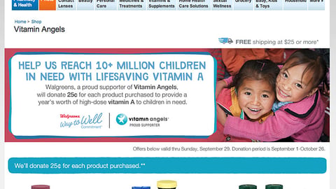 Walgreens 'Vitamin Angels' Landing Page