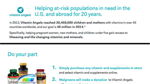 Walgreens 'Vitamin Angels' Landing Page
