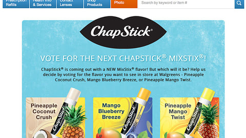 Walgreens ChapStick MixStix Landing Page