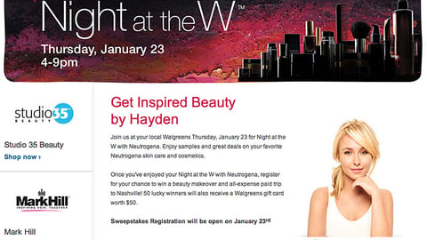 Walgreens Neutrogena 'Night at the W' Page