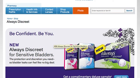 Walgreens Always Discreet Landing Page