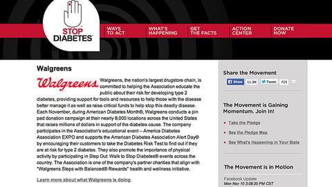 American Diabetes Association Walgreens Landing Page