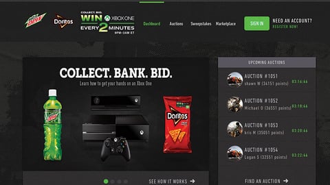 Mountain Dew, Doritos Xbox One Sweeps Page