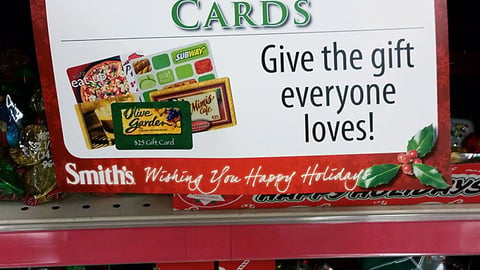 Smith's 'Holiday Gift Cards' Shelf Sign
