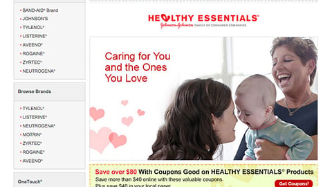 CVS.com J&J 'Healthy Essentials' Landing Page
