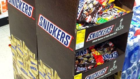 Snickers 'Super Bowl Satisfaction' Floorstands