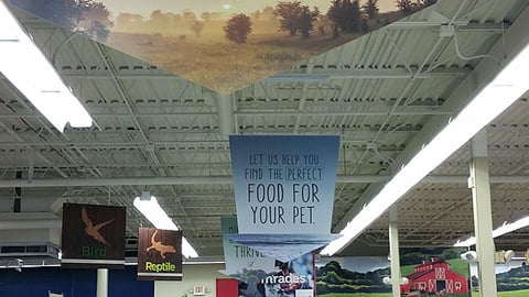 Petco 'Unique Selection of Food' Ceiling Sign