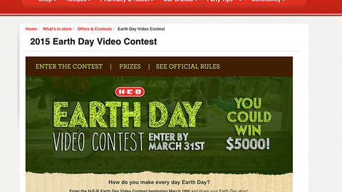 H-E-B Earth Day Contest Web Page