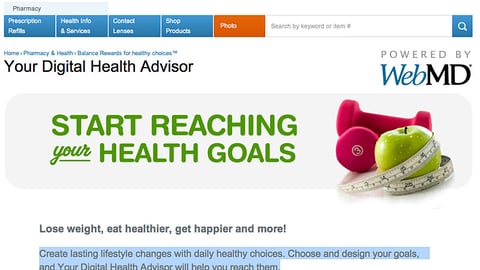 Walgreens 'Your Digital Health Advisor' Landing Page