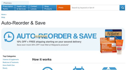 Walgreens 'Auto-Reorder' Landing Page