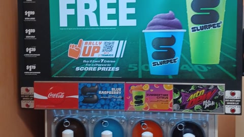 7-Eleven 'Buy Any Size Slurpee' Backlit Sign Beverage Dispenser