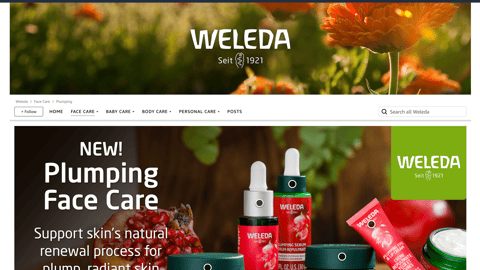 Amazon Weleda Plumping Face Care Web Page