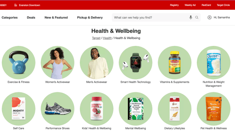 Target 'Health & Wellbeing' Web Page