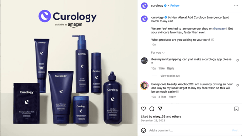 Curology Amazon 'Hey, Alexa' Instagram Update
