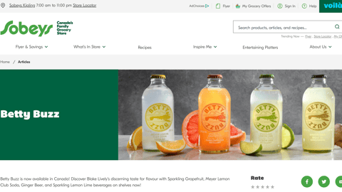 Sobeys Betty Buzz Web Page