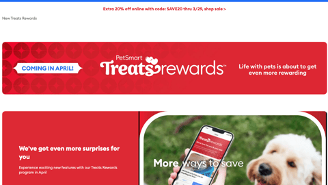 PetSmart Treats Rewards Web Page
