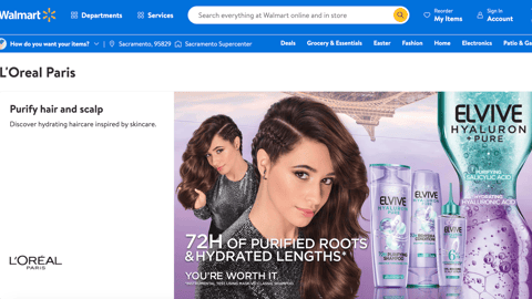 Walmart L'Oreal Paris 'Purify Hair and Scalp' Web Page