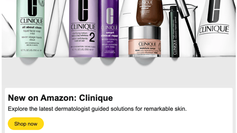 Amazon Clinique 'Explore Beauty Bestsellers' Email