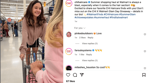 Chi Haircare Walmart 'Summer Shopping Haul' Instagram Update