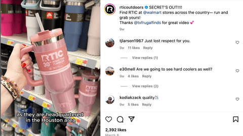 RTIC Walmart 'Secret's Out' Instagram Update
