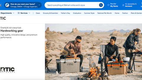 Walmart RTIC 'Hardworking Gear' Brand Page