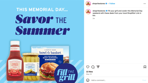 ShopRite 'Fill the Grill' Instagram Update