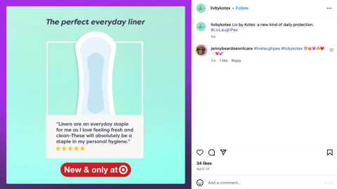 Liv by Kotex Target 'Daily Protection' Instagram Update