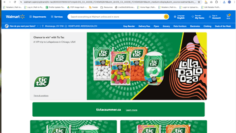 Walmart Tic Tac Lollapalooza Web Page