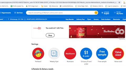 Walmart Tim Hortons 'You Could Win with Tims' Display Ad