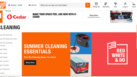 Home Depot 'Summer Cleaning Essentials' Carousel Ad