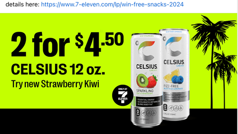 7-Eleven Celsius 'Snacks or Sips' Facebook Update
