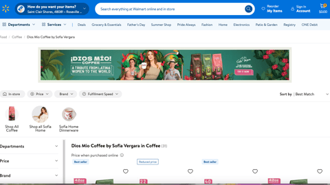 Walmart Dios Mio Coffee Brand Page