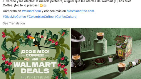 Dios Mio Coffee Walmart 'Don't Miss Out' Facebook Update